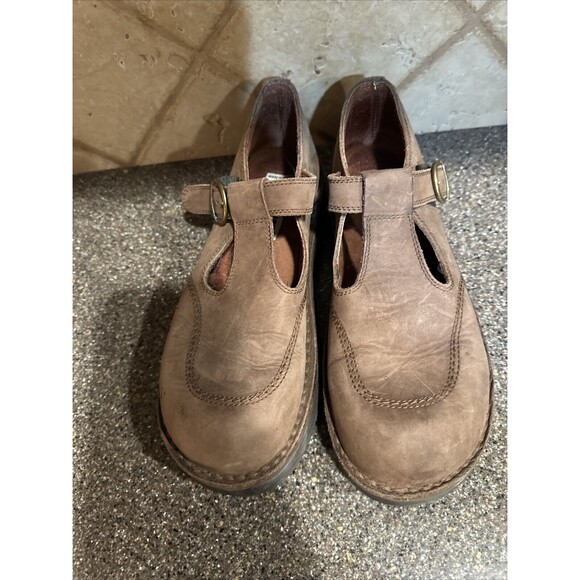 Bronx Dukmans Chunky Heel Mary Jane  Brown Leather Shoes 90s Y2k Vintage Sz 10 - Picture 4 of 9